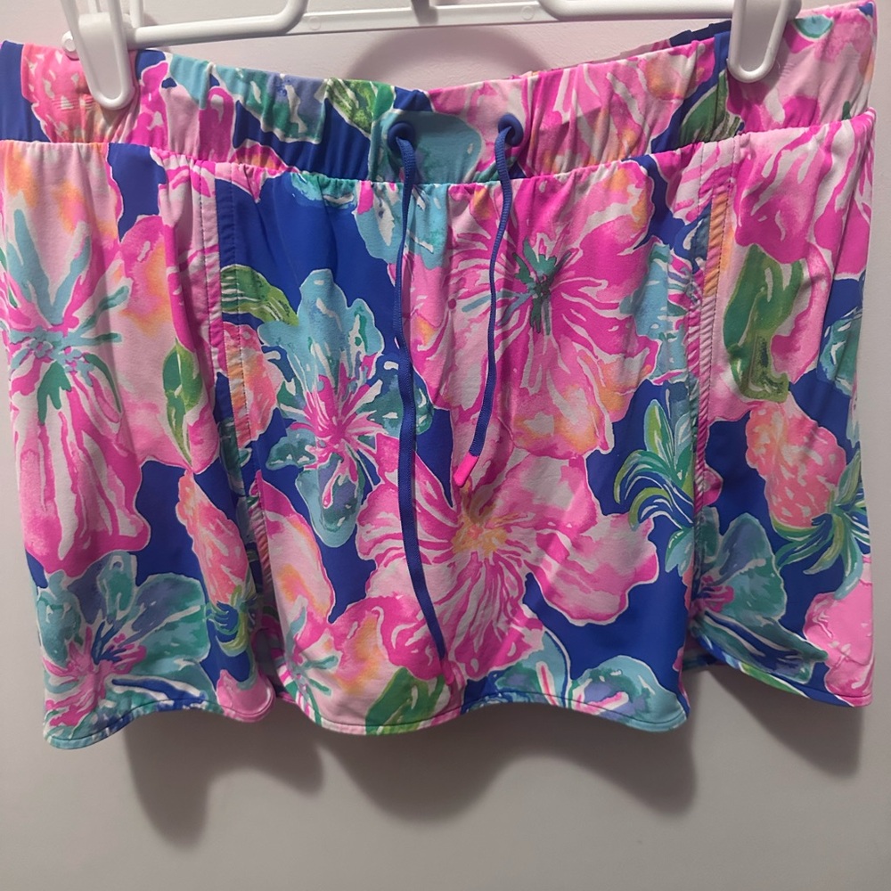 Lilly Pulitzer Luxletic Pink and Blue Floral Athletic Skirt
